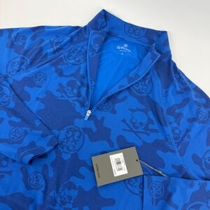 G/FORE Mens Camo Skull Quarter Zip Pullover Surf Blue GMM000003 Size M NEW